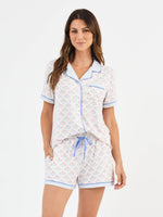 Women's Charlotte Pajama Shorts Set | Belle Blooms White: XS
