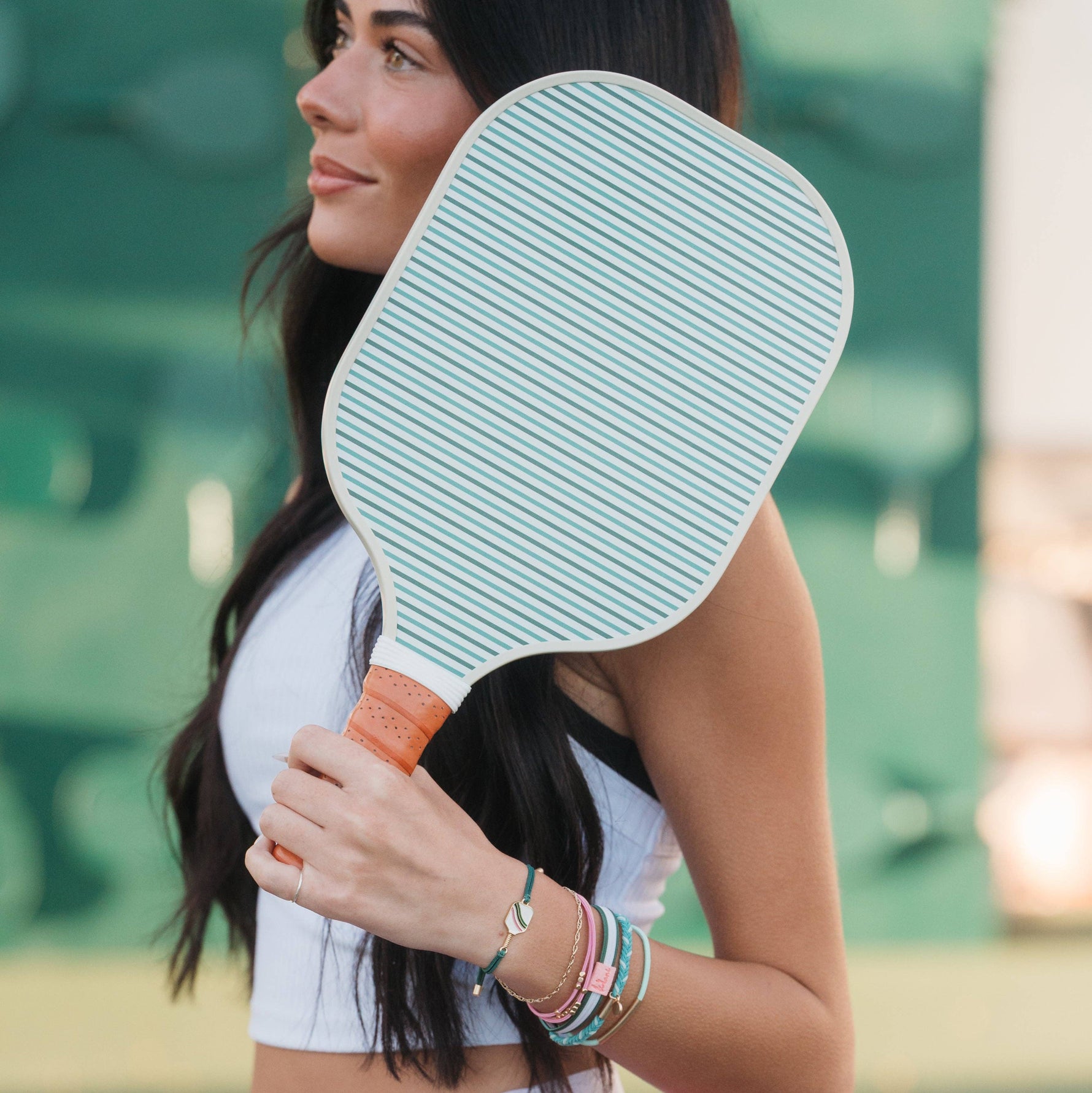 "Rally" Pickleball with Pink and Green Hair Tie Bracelets