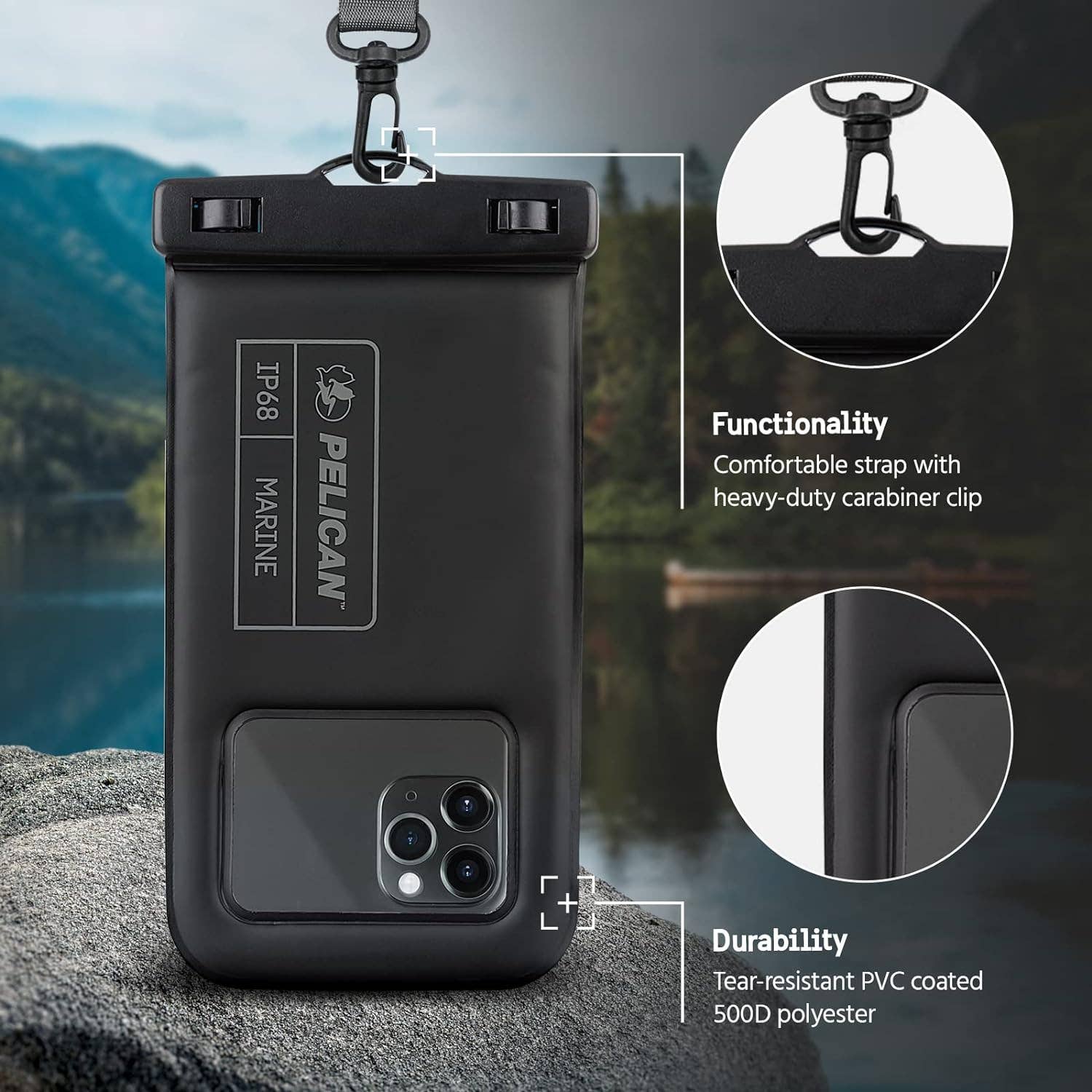 Pelican Marine Waterproof Floating Phone Pouch: Stealth Black