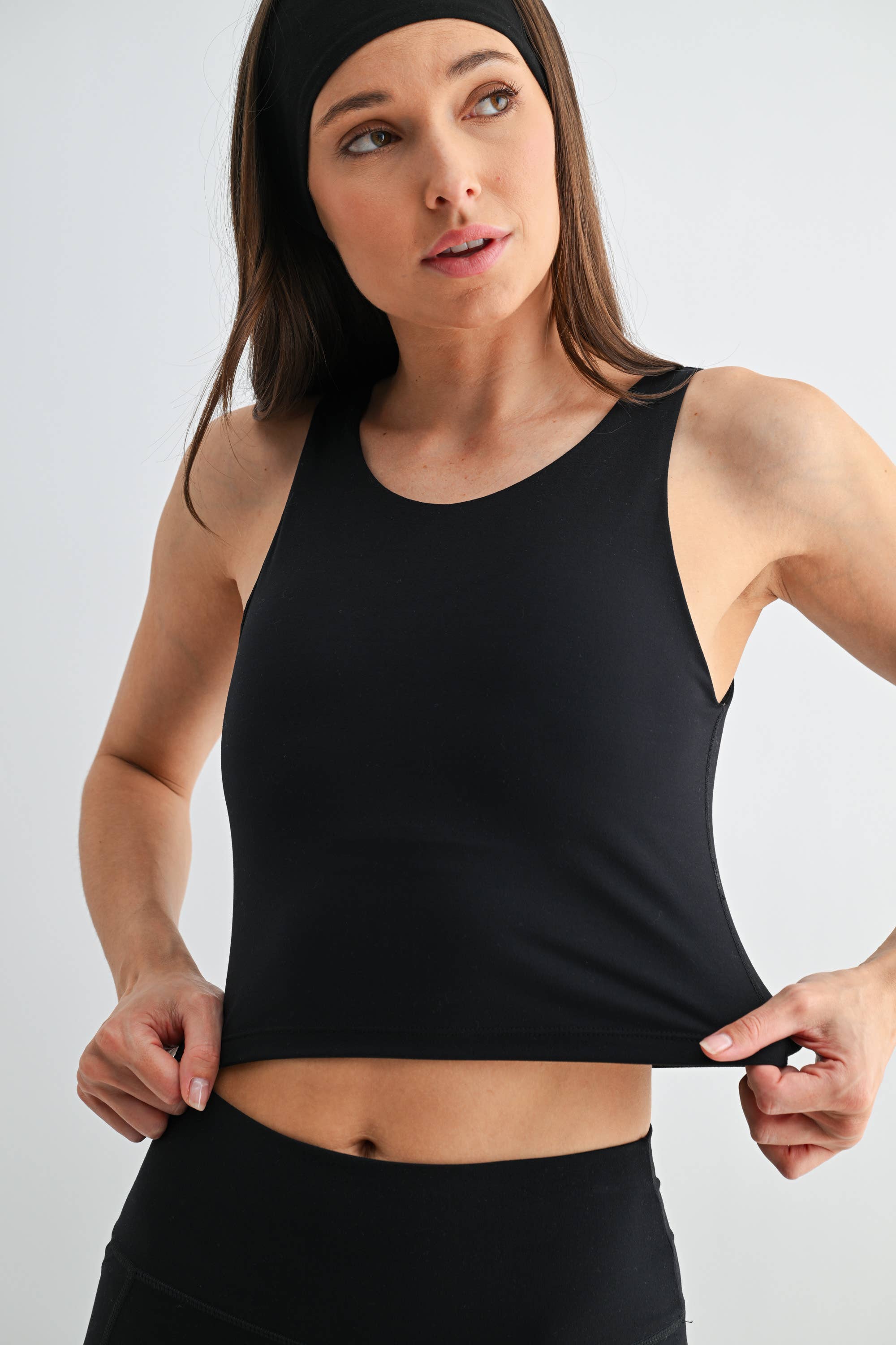 Venice Cloud Light Scoop Active Tank: Black