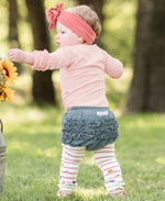 Baby Girls Light Wash Denim Woven RuffleButt Bloomer: Blue / 2T