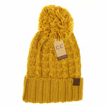 CC Slipstitch Pom Beanie: Lt. Grey