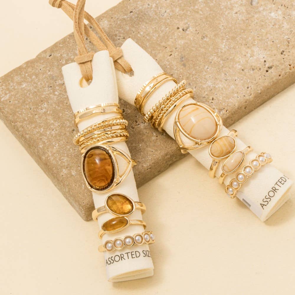 Assorted Twelve Piece Resin Ring Set