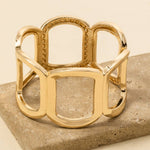 Gold Solid Oval Chain Hinge Bangle Bracelet