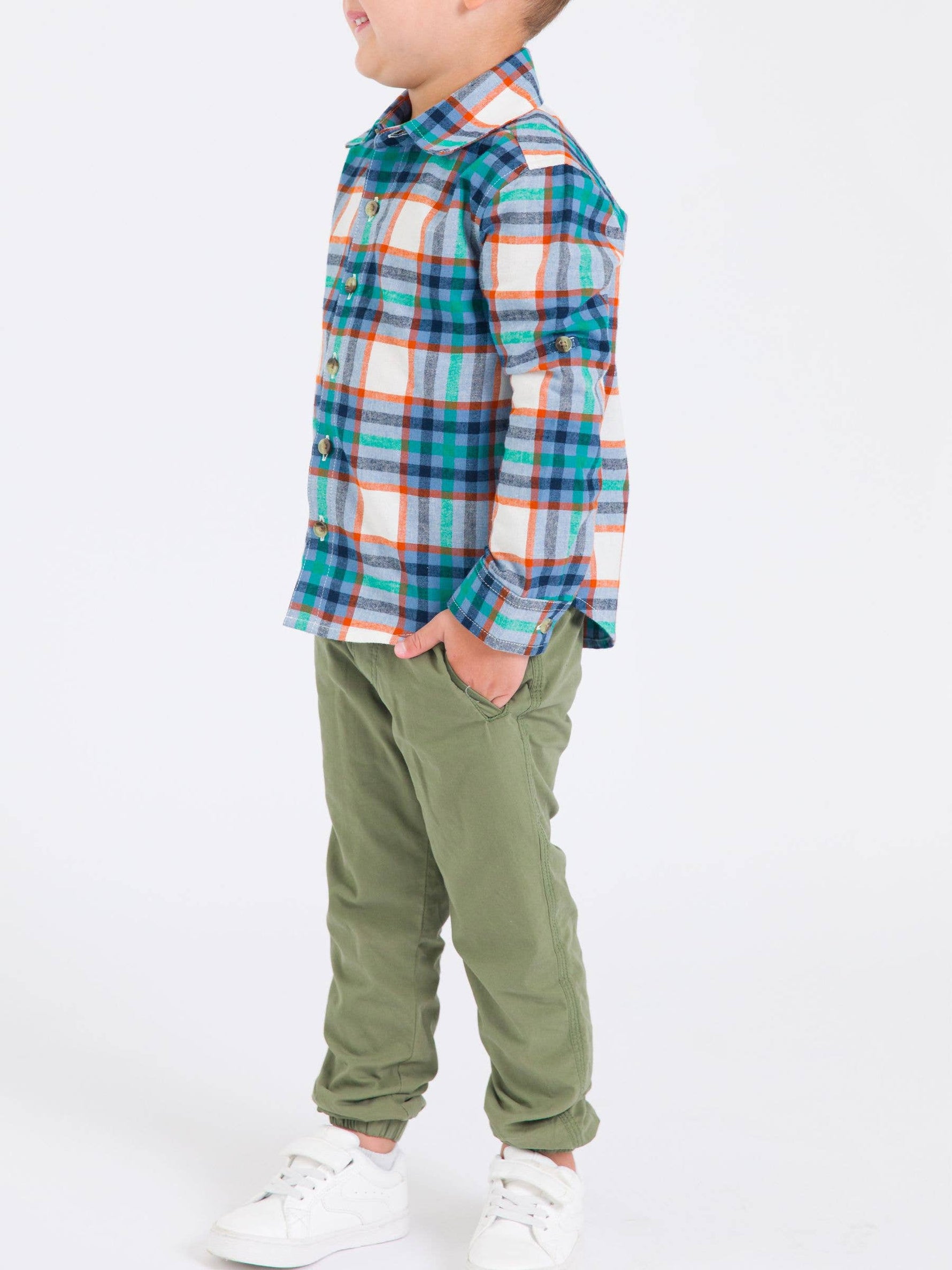 Boys Dusty Olive Jogger Pants: Green / 4T