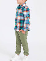 Boys Dusty Olive Jogger Pants: Green / 2T