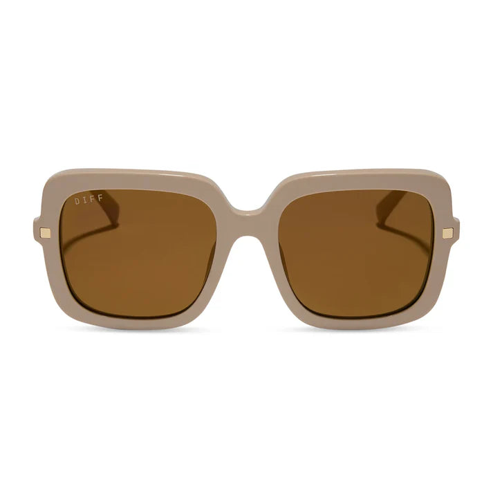 DIFF Sandra Almond Brown Gold Flash Sunglasses
