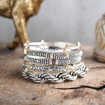 Luna Links – Silver Boho Bangles Collection: Caviar Texture - Two Tone