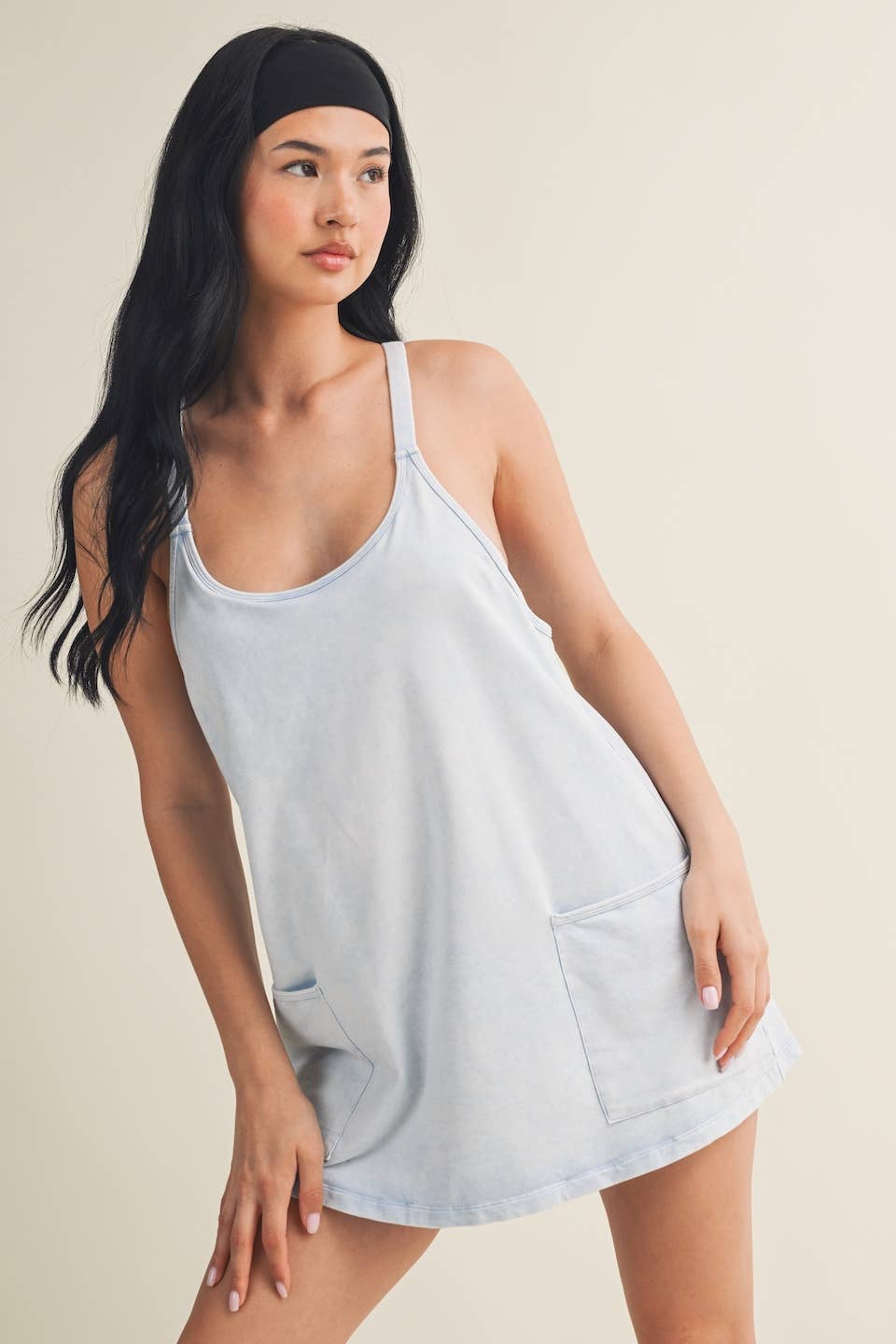 Mineral Wash Play Dress: Coral / M