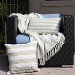 Romy 12X22" Handwoven Striped Indoor/Outdoor Throw Pillow: Blue