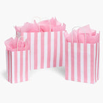 Pink Cabana Stripe Paper Gift Bags: 25 Pack / Rose 5.25x3.25x8.5"