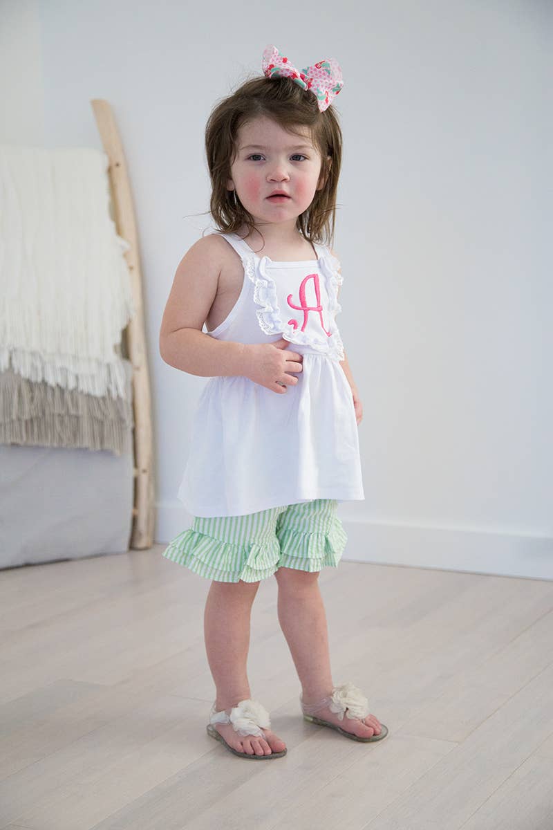 SALE Seersucker Shorties - Green: 4t