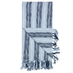 Romy 50x70" Indoor/Outdoor Recycled Woven Throw Blanket: Blue