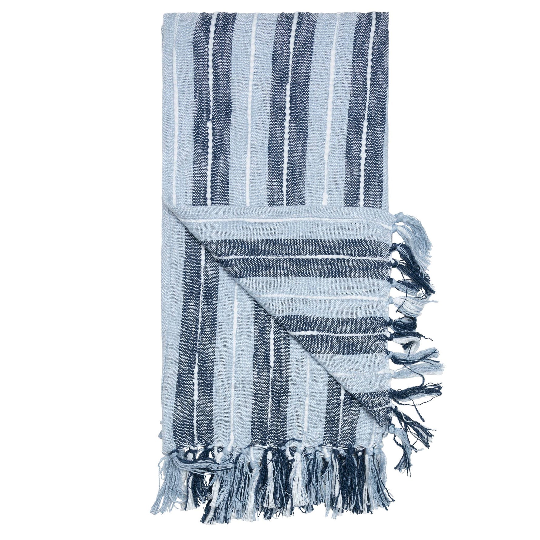 Romy 50x70" Indoor/Outdoor Recycled Woven Throw Blanket: Blue