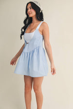 Gingham Print Double Layered Play Dress: Blue / M