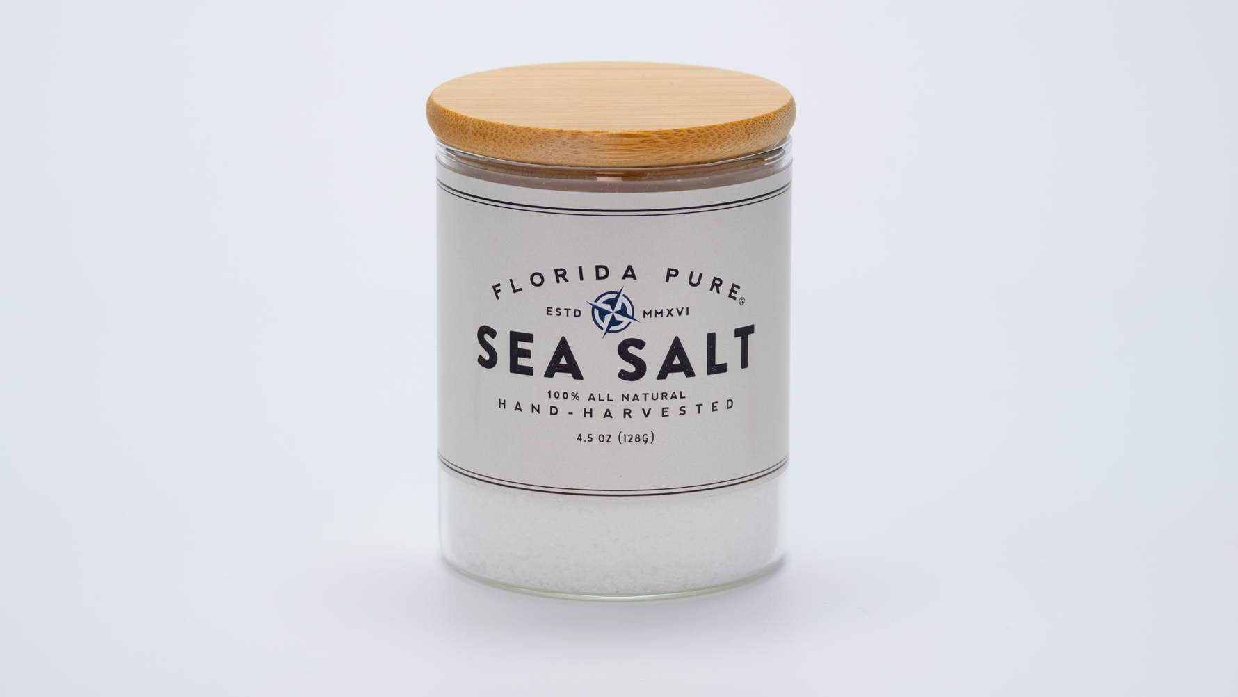 100% Natural, Pure Gourmet Sea Salt Flakes: 4.0 oz. glass jar