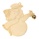 Snowman with Jingle Bell Gold Christmas Ornament
