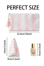 Striped Print Large Capacity Clear Makeup Bag: Red