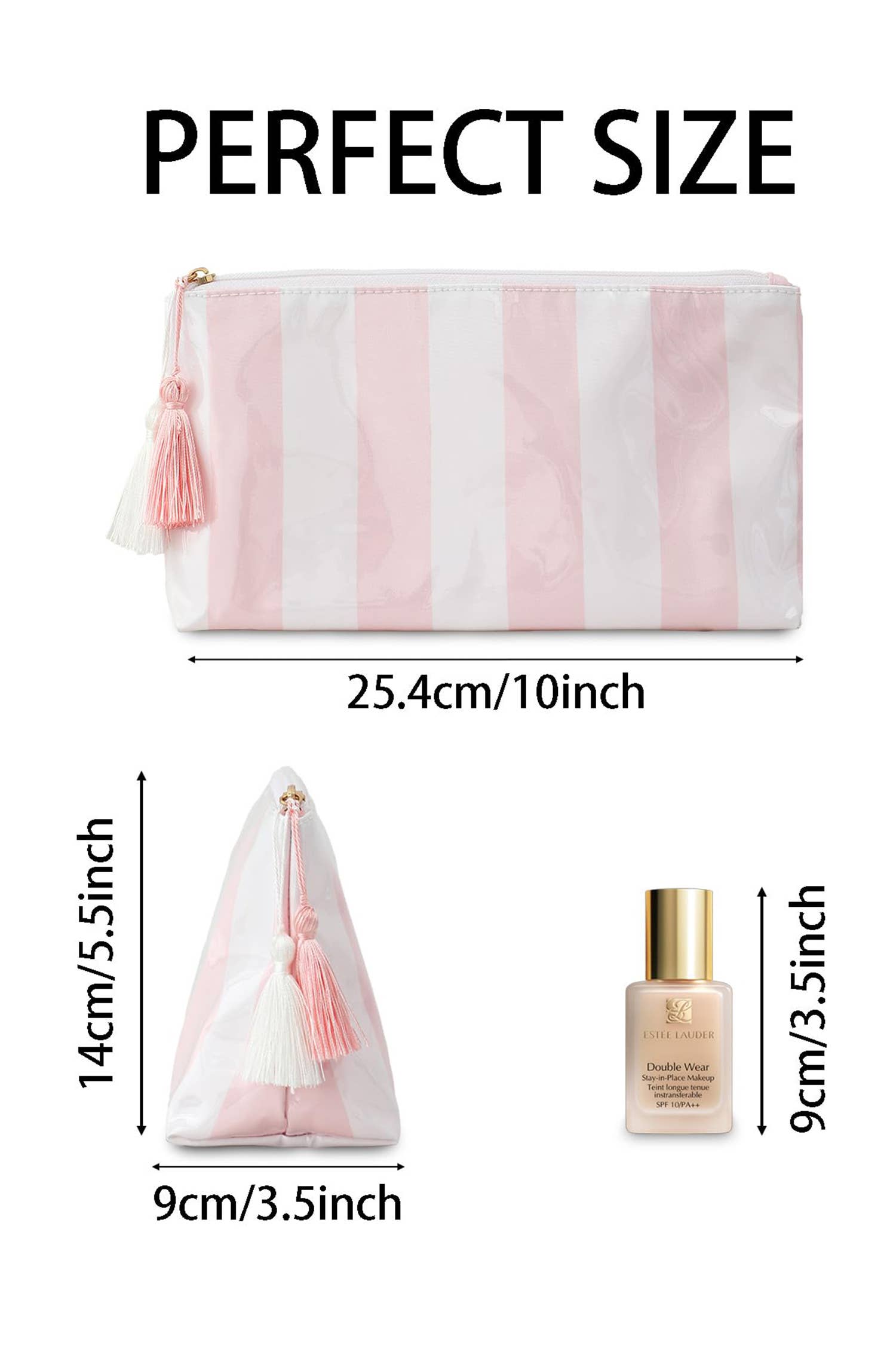 Striped Print Large Capacity Clear Makeup Bag: Red