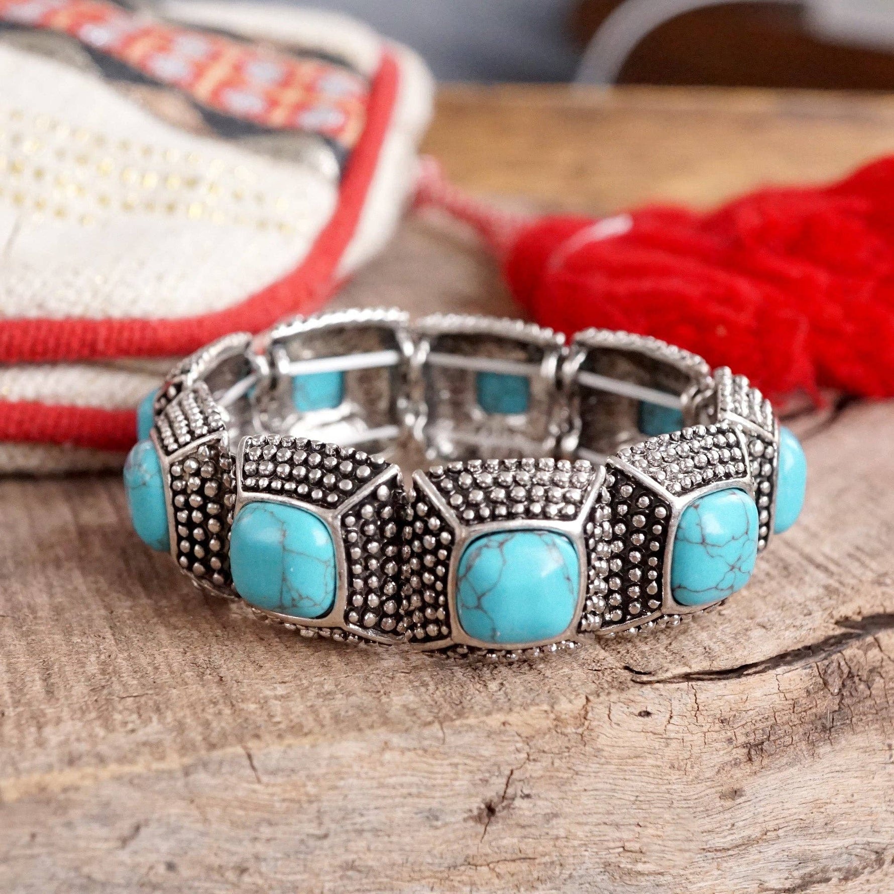 Western Stretchy Bangles – in Worn Silver Tone: Buffalo Coins