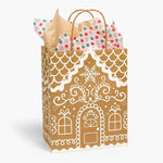 Gingerbread Cottage Paper Retail Gift Bags: Rose 5.25x3.25x8.25" / 100