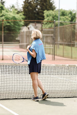 Elsie Lightweight Sweater - Tennis - Blue with Hot Pink Tennis / Large