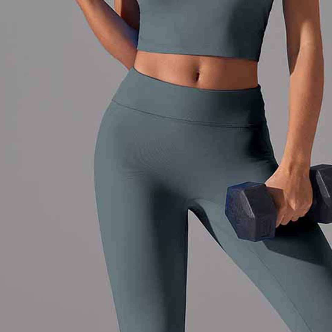 Women High Support Sports Bra Seamless Workout Yoga Set: Dark Blue / M