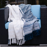 Genevieve 50x70" Indoor/Outdoor Recycled Woven Throw Blanket: Blue