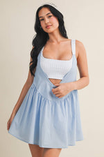 Gingham Print Double Layered Play Dress: Blue / S