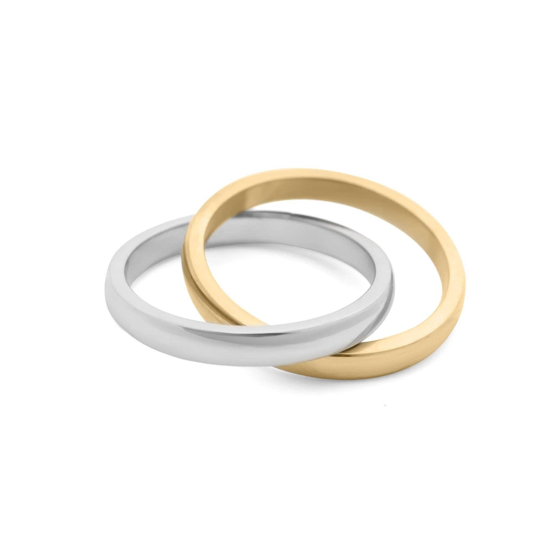 18K Gold PVD Stainless Steel Mixed Metal Intertwined Ring: Size 8