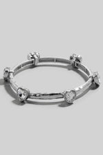 Rhinestone Hearts Elastic Metallic Bracelet