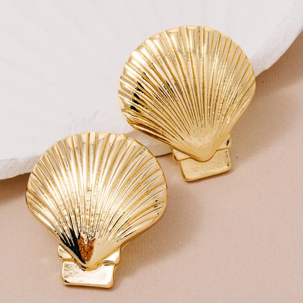 Large Sea Shell Stud Earrings
