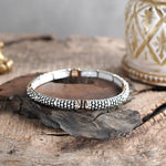 Luna Links – Silver Boho Bangles Collection: Caviar Texture - Two Tone