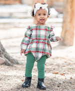 Girls Spruce Footless Ruffle Tights: Green / 6-12M