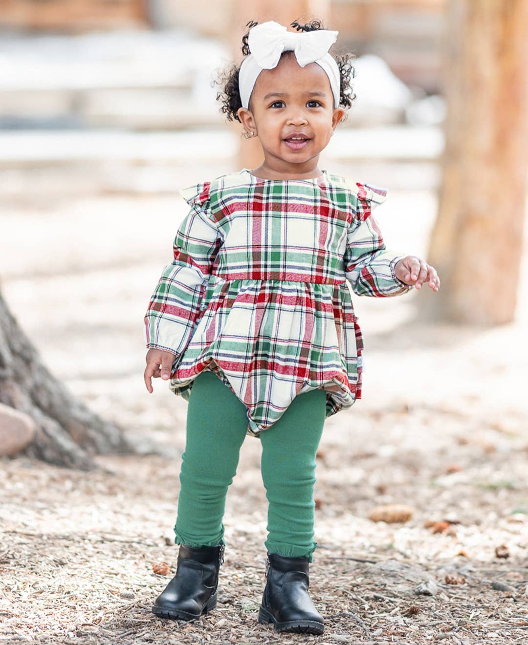 Girls Spruce Footless Ruffle Tights: Green / 6-12M