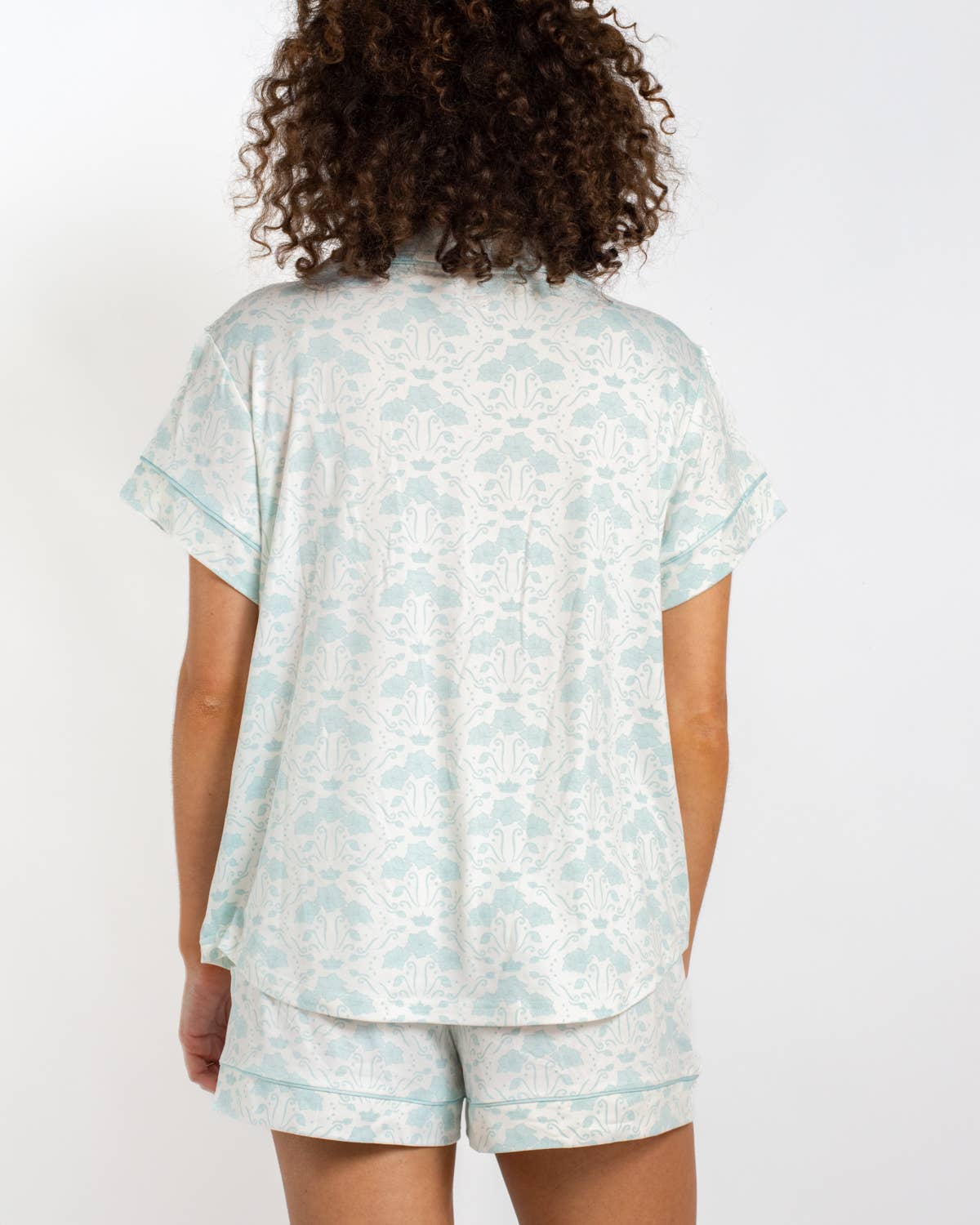 Royal Turnbridge Short Sleeve Button Up Sleep Shirt   Soft White/Blue   -Asst.: XSmall