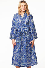 Lalita Block Print Kimono Robes: Indigo