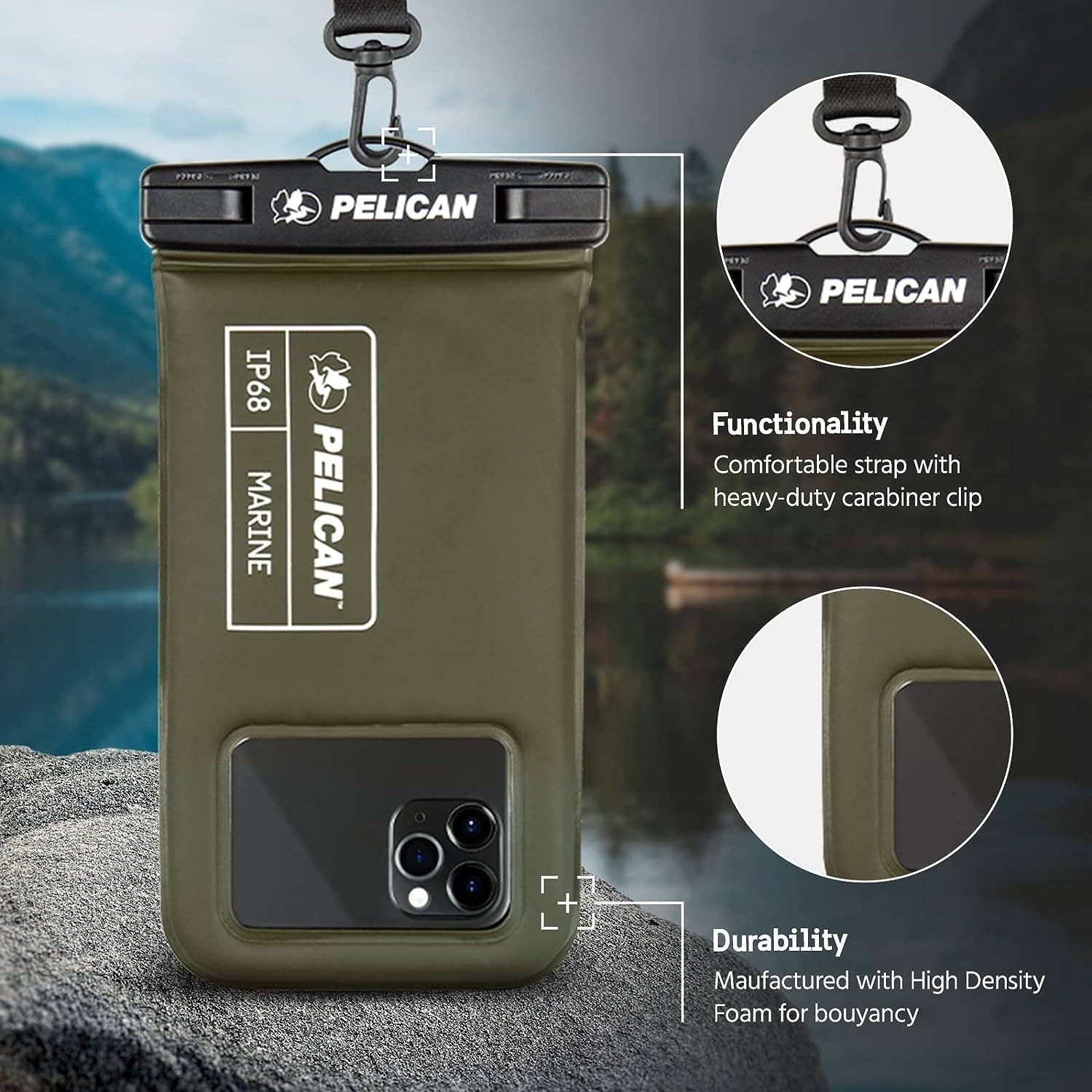Pelican Marine Waterproof Floating Phone Pouch: Stealth Black