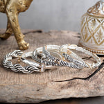 Luna Links – Silver Boho Bangles Collection: Caviar Texture - Two Tone