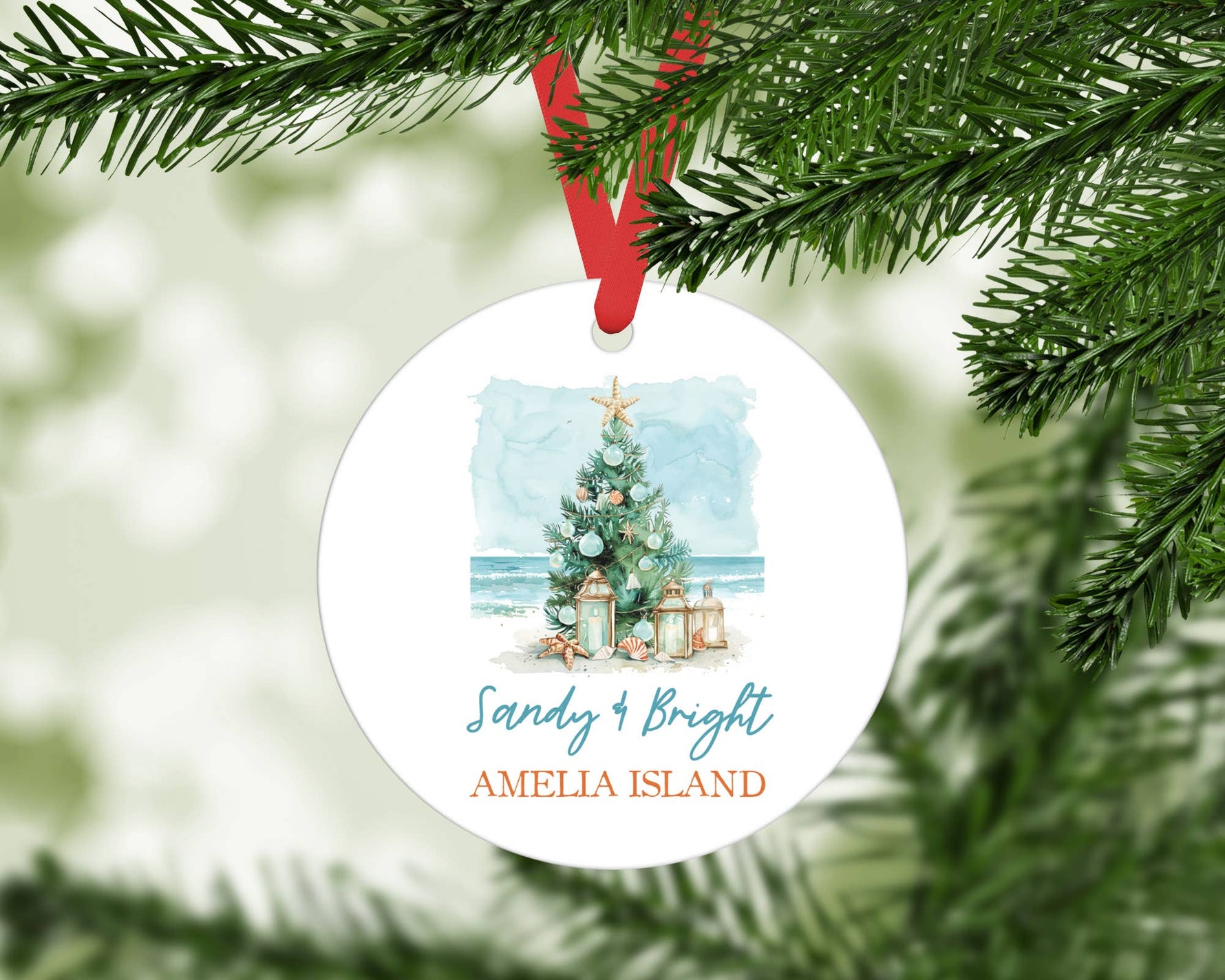 Fort Walton Beach Sandy & Bright Metal Ornament: 3.5"