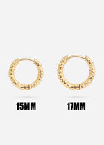 18K Gold PVD Stainless Steel Textured Huggie Hoop Earrings
