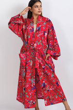 Rani Kimono Robes: Ivory Multi Birds
