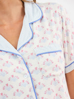 Women's Charlotte Pajama Shorts Set | Belle Blooms White: XS