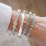 Luna Links – Silver Boho Bangles Collection: Caviar Texture - Two Tone