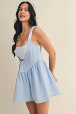 Gingham Print Double Layered Play Dress: Blue / S