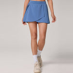 High Waist Pleated Tennis Skirt: Blue / M