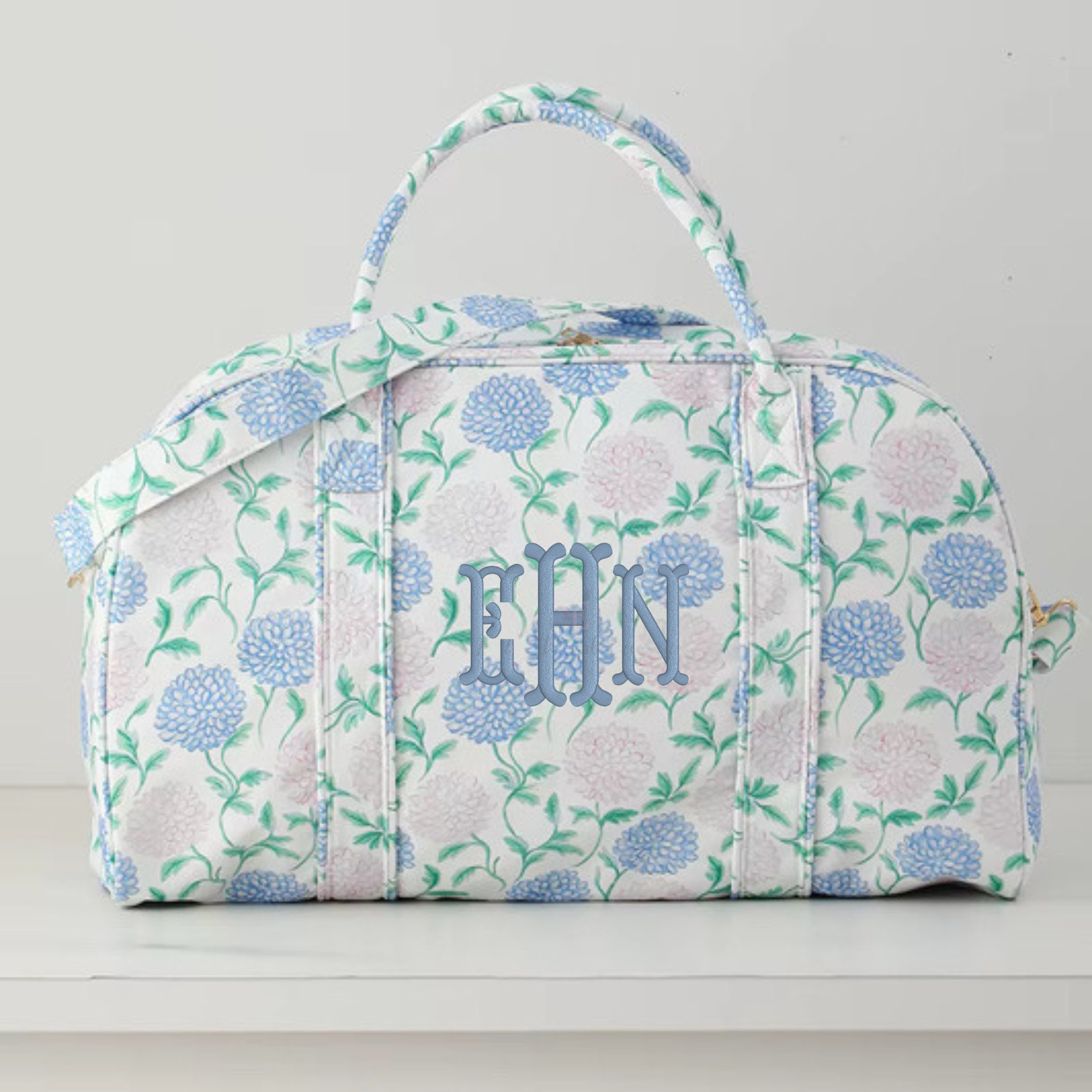Floral Weekender Duffel Bag Hydrangea Horizon