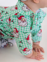 Baby Girls Green Dear Santa Knit Long Sleeve Flutter Bubble Romper: Green / 6-12m