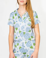 Hydrangea Short Sleeve Button Up Sleep Shirt   Illusion/Blue/Green   -Asst.: Medium