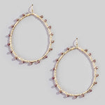Faceted Glass Beaded Oval Dangle Earrings